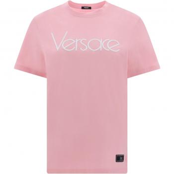 Versace Pink Jersey Logo Print T-shirt for Women, Size 44 (M)
