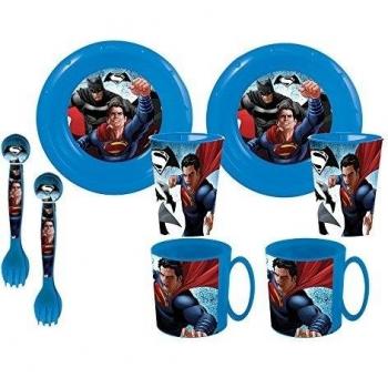 Batman V Superman Duplo - Set de 2 platos, 2 cuencos, 2 vasos y 2 tazas