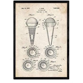 Póster de Patente Antigua de Cono de Helado con Marco Negro - Diseño Vintage en Tamaño A3