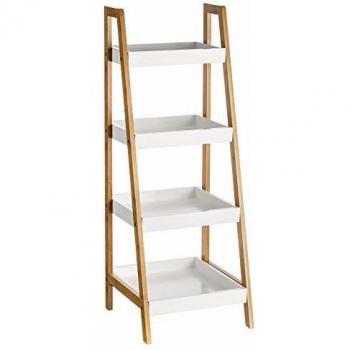 Estantería de 4 baldas nórdica blanca de bambú para cuarto de baño Basic - Lola Derek
