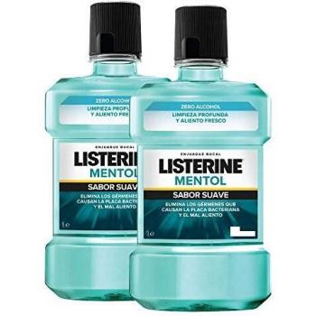 Listerine - Enjuague Bucal Mentol Sabor Suave, 2 x 1000 ml 2 Unidades 2060 g