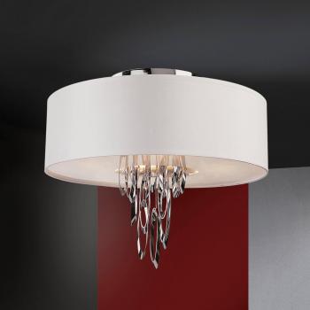 Lámpara de techo textil Domo Schuller Valencia con diseño elegante, plafón de 4 luces en cromo