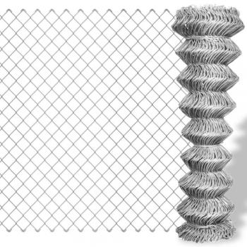 Valla de tela metálica acero galvanizado plateado 25x1,25 m