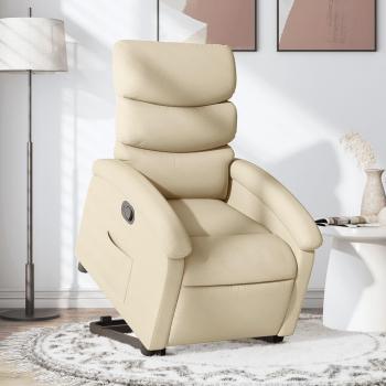 Sillón reclinable elevable de tela color crema Vidaxl Crema
