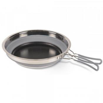 Kampa Sartén Plegable Frying Pan Plateado, cacerola de camping, diseño plegable, material ligero y resistente, fácil de transportar y almacenar, apta para cocinar a fuego directo