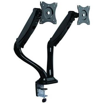Soporte de monitor doble LogiLink para pantallas de 13-27 con brazo de gas y VESA 100x100, color negro
