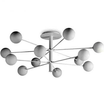Plafón Cosmopolitan de Cristal y Metal Blanco para 12 Bombillas, 53,5 cm