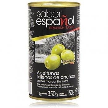 Sabor Español - Aceitunas Verdes Manzanilla Extra Rellenas de Anchoa - 350g