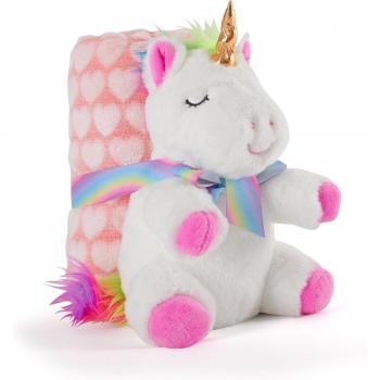 Set de Regalo Unicornio Peluche y Manta Suave con Tiara 22cm