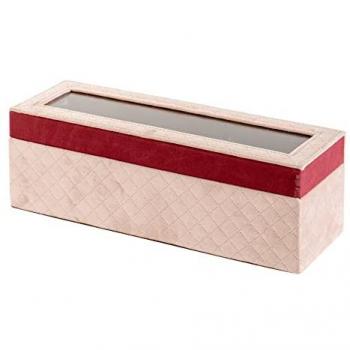 Caja de Almacenamiento para 6 Relojes de Velvet y PU 32x10x10 cm