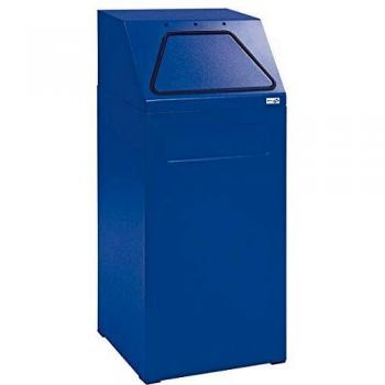Contenedor de reciclaje 65 litros, color azul RAL 5010, con recipiente interior galvanizado