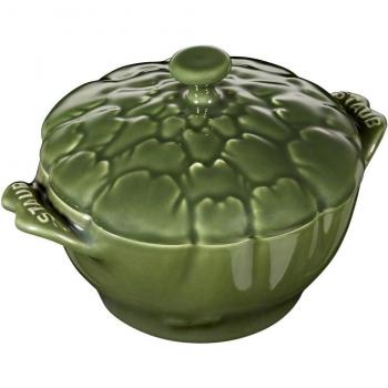 Cocotte de Staub en forma de alcachofa - Cacerola con tapa, tamaño pequeño, color albahaca