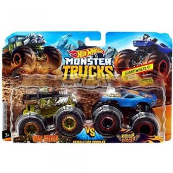 Mattel - Hot Wheels Monster Truck Duos FYJ64 de Demolición, modelos aleatorios, paquete de 2, modelos surtidos