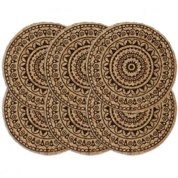 Set de mesa redondo de yute marrón oscuro - 6 unidades