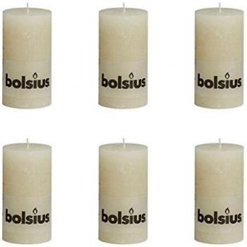 Bolsius Vela del Pilar Rústica 130 x 68 mm 6 Piezas Crema