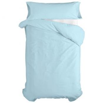 Juego de funda nórdica HappyFriday Basic Kids Azul 2 Piezas Cama 80, 100% Algodón, Calidad 150