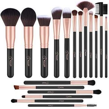 BESTOPE Brochas de Maquillaje Profesional 18 piezas Pinceles de Maquillaje de Fibra Sintética para Sombra de Ojos, Base, Rubor
