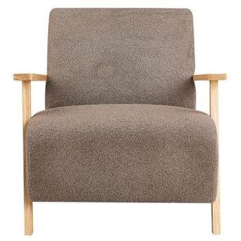 Sillón retro moderno con reposabrazos de bouclé marrón Lesja