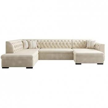 Sofá rinconero Comfivo 269, Magic Velvet 2250 + Senegal 825, Función de descanso, Caja de ropa de cama, 345 x 82 x 205 cm