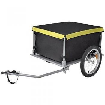 vidaXL Remolque de Carga para Bicicletas Negro y Amarillo Acero y Tela 65 Kg