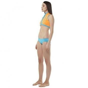 GLIDESOUL corto media cremallera frontal de la mujer Yoga Top, mujer, color azul y naranja, tamaño 2X-Small/0.5 mm