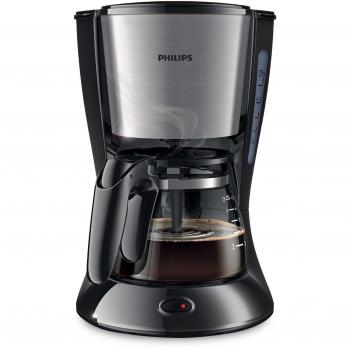 Philips HD7435 Cafetera Goteo, Color Negro y Metal, 700 W, 6 Cups, plástico, Gris