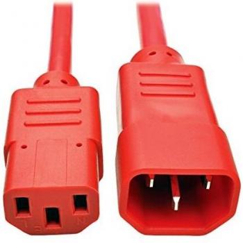 Tripp Lite Computer Power Extension Cable PDU Cord 10A 18 AWG C14 to C13 Red, 1.83 m