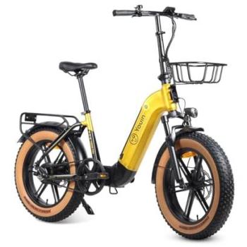 Bicicleta Eléctrica Plegable YOUIN Luxor Pro BK1750 FAT 20 250W Autonomía 100km Correa de Carbono Frenos Hidráulicos Pantalla Color Suspensión Premium