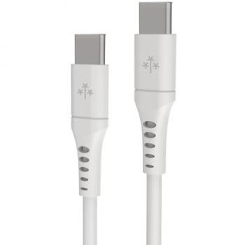 Cable Hune Eco USB-C a USB-C 300cm Blanco, 3A, 60W, Reforzado y de Plástico Reciclado