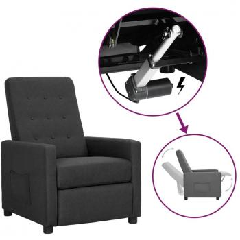 Sillón elevable de tela gris oscuro vidaXL con función reclinable