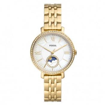 Reloj Fossil Jacqueline ES5167 mujer acero inoxidable, esfera blanca, tamaño de caja 36 mm, resistencia al agua hasta 50 metros, correa de acero inoxidable con cierre desplegable