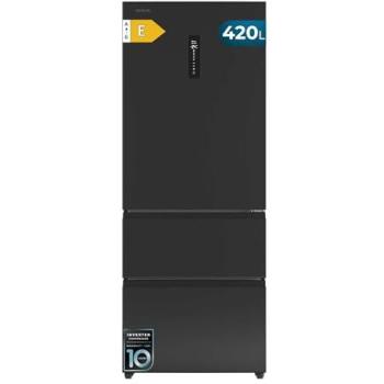 Frigorífico Puerta Francesa Inverter 420L No Frost con Funciones Supercool y Superfreeze, Cajón Antibacterias para Frutas y Verduras