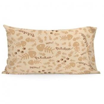 Funda de Almohada Multicolor Mr Fox y Gatos 50x75 cm, 100% Algodón, Calidad 150
