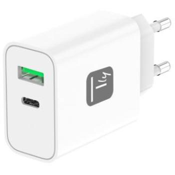 Cargador de Pared USB-C y USB-A GaN 30W Carga Rápida Blanco
