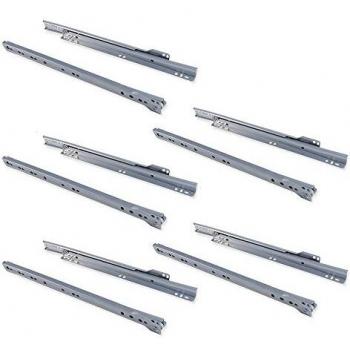 EMUCA - Guías correderas para cajones 350mm con extracción Parcial Color Gris Metalizado, Lote de 5 guías para cajones