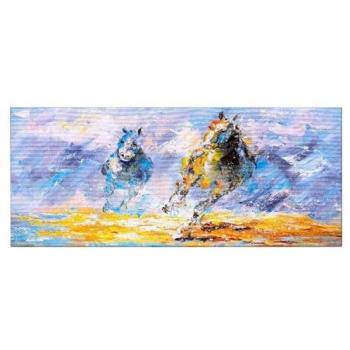 Impresión sobre Lienzo de Caballos Multicolor en Poliéster y Madera - 100x3x70 cm