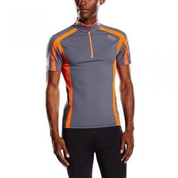 Gore Running Wear Air Zip - Camiseta para hombre, color gris grafito / naranja, talla S