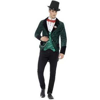 Smiffys Disfraz Deluxe, Vampiro Victoriano, Verde, con Chaqueta, Camisa Falsa pegada y b