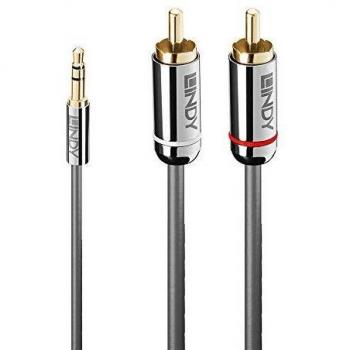 Lindy 35334 Cable de Audio 2m 3.5mm a 2 x RCA Antracita Line Cromo