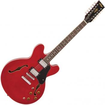 Vintage VSA500 Reissue 12-String Semi-Acoustic Guitar - Cherry Red
