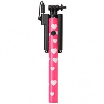 Selfie Stick Ultron Hot Shot Rosa con Corazón Blanco y Cable Mini