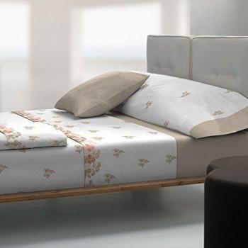 Tolrà T2615 - Juego de sábanas, 3 piezas, 50% algodón y 50% poliéster, para cama de 150/160 cm, color piedra