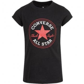 Camiseta de Manga Corta Infantil Converse Timeless Chick Patch Negra 5-6 Años