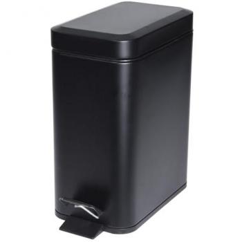 Cubo de basura con pedal de metal negro mate 5L