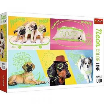Neon Color Line 1000 Piece Puzzle - Far Out Dogs by Trefl