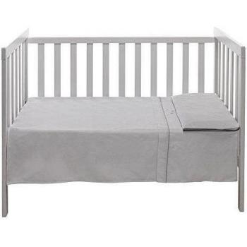 Belino Stars - Juego de sábanas con sábana encimera, bajera y funda de almohada, para minicuna de 80 x 50 cm, color gris