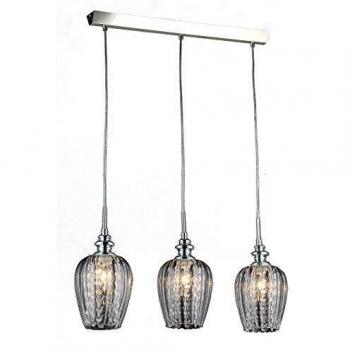 Lámpara Colgante de Techo Blues Níquel y Cristal, 3 Luces, E14