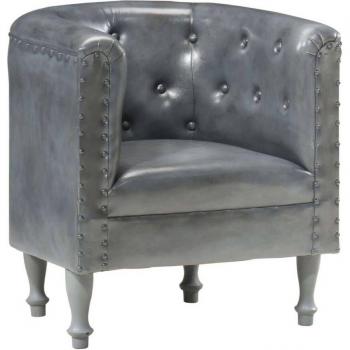 Sillón de cuero de cabra auténtico gris Día y Noche