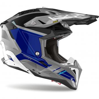 Airoh Aviator 3 Saber Casco de Cross Azul Brillante y Gris Azul (M)