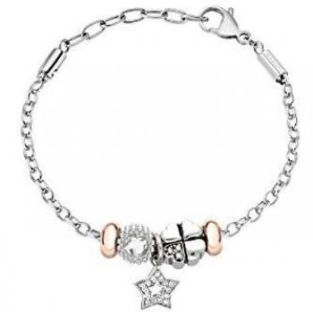Pulsera de Acero para Mujer Morellato Drops con 3 Perlas y Cadena Rolò